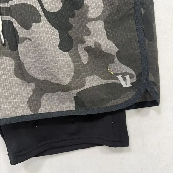 Vuori Stockton Shorts Men S Grey Black Compression Camouflage Workout Athletic